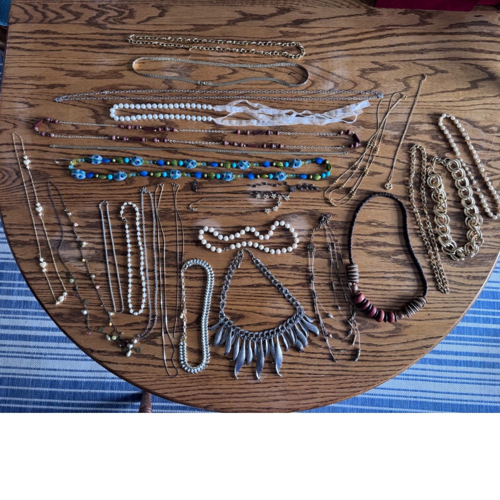 Vintage Modern Necklace Lot Statement Beaded Pearl Gold Silver Tone